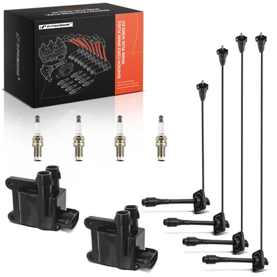 2 Pcs Ignition Coil & 4 Pcs Iridium Spark Plugs & 4 Pcs Wires