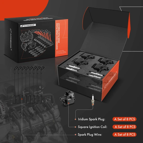 A-Premium APIC1293 Ignition Coil Spark Plug and Wire Kit