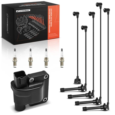 1 Pc Ignition Coil & 4 Pcs Iridium Spark Plugs & 5 Pcs Wires