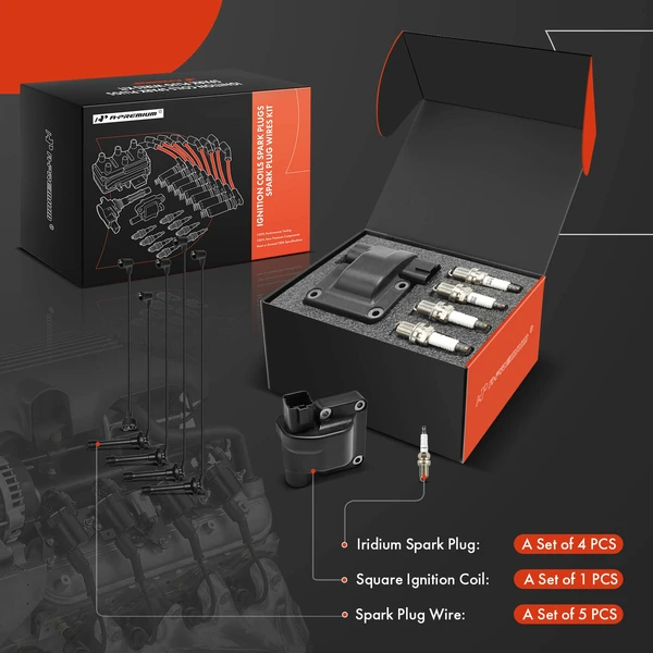 A-Premium APIC1297 Ignition Coil Spark Plug and Wire Kit