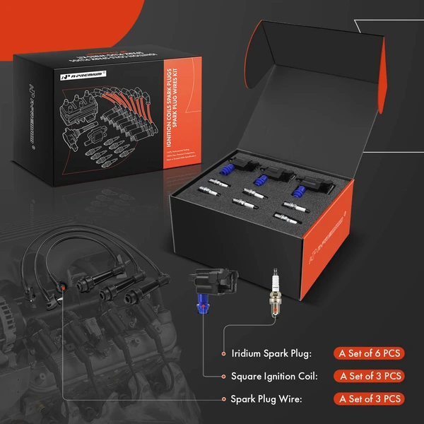 A-Premium APIC1298 Ignition Coil Spark Plug and Wire Kit