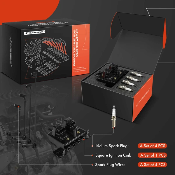 A-Premium APIC1302 Ignition Coil Spark Plug and Wire Kit