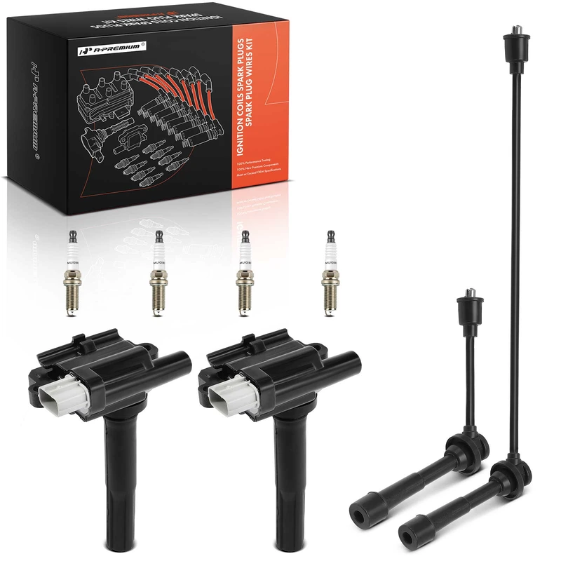 Ignition Coils + Spark Plugs Kits + Spark Wires, Set of 8, Iridium Series, 3-Blade Terminal, A-Premium APIC1304