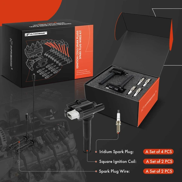 A-Premium APIC1304 Ignition Coil Spark Plug and Wire Kit