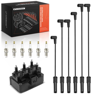 1 Pc Ignition Coil & 6 Pcs Iridium & Platinum Spark Plugs & 6 Pcs Wires