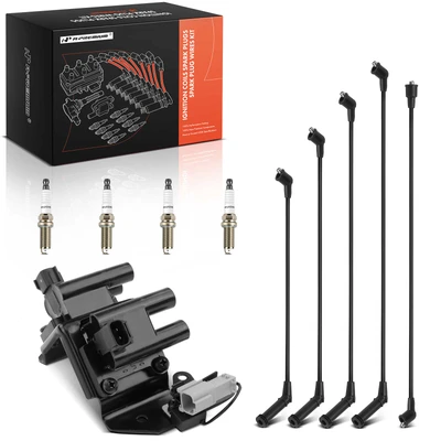 1 Pc Ignition Coil & 4 Pcs Iridium Spark Plugs & 5 Pcs Wires