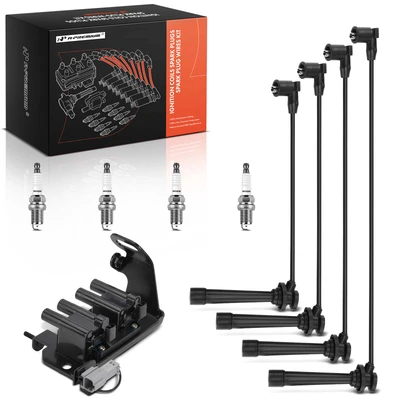 1 Pc Ignition Coil & 4 Pcs Iridium & Platinum Spark Plugs & 4 Pcs Wires