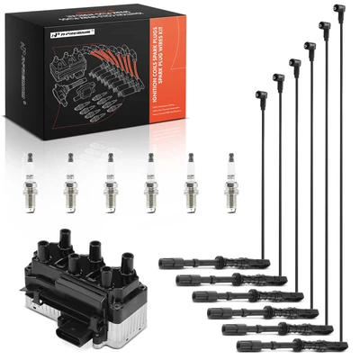 1 Pc Ignition Coil & 6 Pcs Iridium Spark Plugs & 6 Pcs Wires