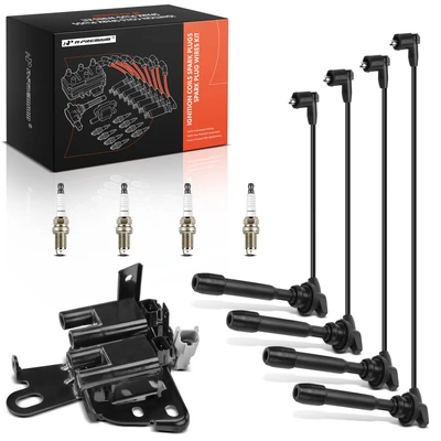 1 Pc Ignition Coil & 4 Pcs Iridium Spark Plugs & 4 Pcs Wires