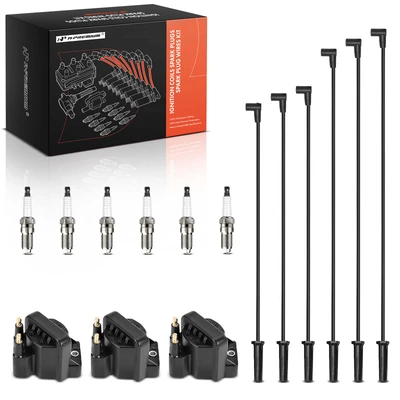 3 Pcs Ignition Coils & 6 Pcs Iridium Spark Plugs & 6 Pcs Wires