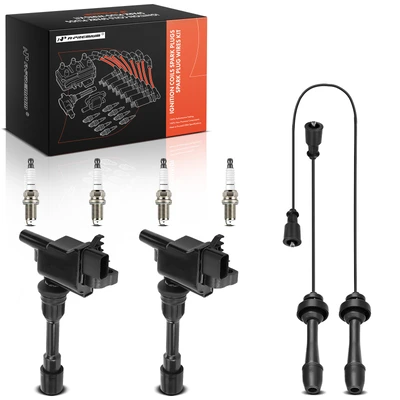 2 Pcs Ignition Coil & 4 Pcs Iridium Spark Plugs & 2 Pcs Wires