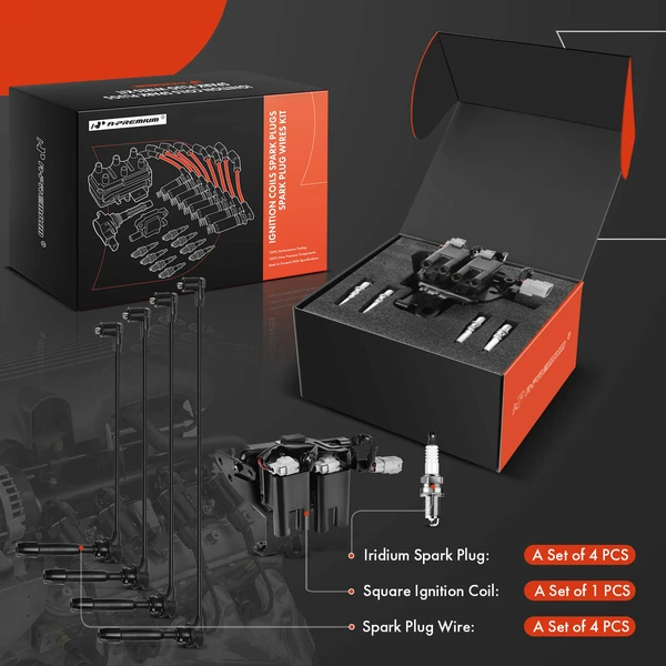 A-Premium APIC1325 Ignition Coil Spark Plug and Wire Kit