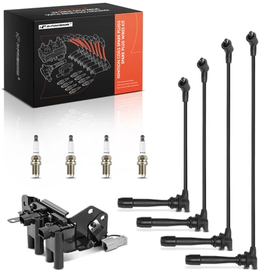 1 Pc Ignition Coil & 4 Pcs Iridium Spark Plugs & 4 Pcs Wires