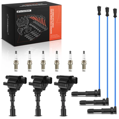 3 Pcs Ignition Coils & 6 Pcs Iridium Spark Plugs & 3 Pcs Wires