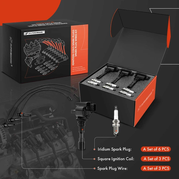 A-Premium APIC1329 Ignition Coil Spark Plug and Wire Kit