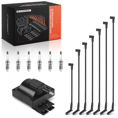 1 Pc Ignition Coil & 6 Pcs Iridium & Platinum Spark Plugs & 7 Pcs Wires
