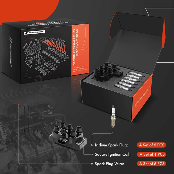 A-Premium APIC1332 Ignition Coil Spark Plug and Wire Kit