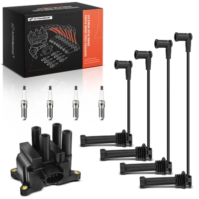 1 Pc Ignition Coil & 4 Pcs Iridium Spark Plugs & 4 Pcs Wires