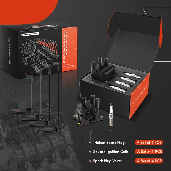 A-Premium APIC1257 Ignition Coil Spark Plug and Wire Kit