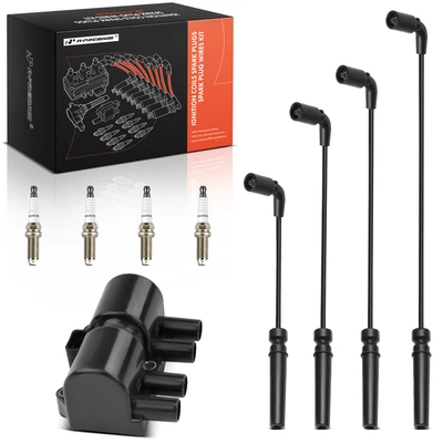 1 Pc Ignition Coil & 4 Pcs Iridium Spark Plugs & 4 Pcs Wires