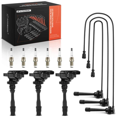 3 Pcs Ignition Coils & 6 Pcs Iridium Spark Plugs & 3 Pcs Wires