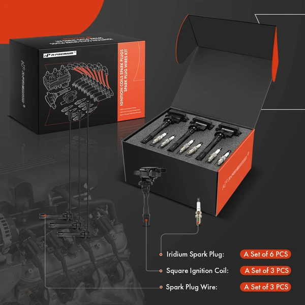 A-Premium APIC1338 Ignition Coil Spark Plug and Wire Kit