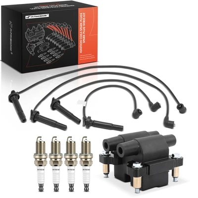 1 Pc Ignition Coil & 4 Pcs Iridium Spark Plugs & 4 Pcs Wires