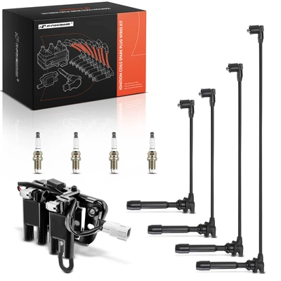 1 Pc Ignition Coil & 4 Pcs Iridium Spark Plugs & 4 Pcs Wires