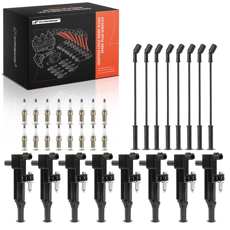 8 Pcs Ignition Coils & 16 Pcs Iridium Spark Plugs & 8 Pcs Wires for Jeep Grand Cherokee