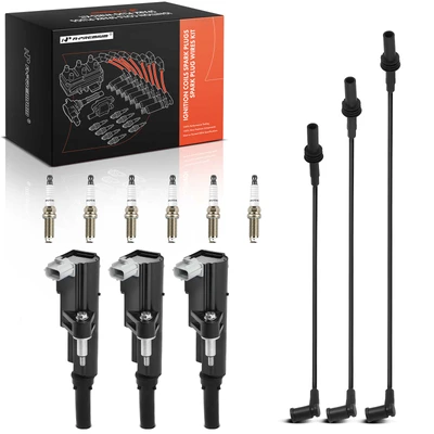 3 Pcs Ignition Coils & 6 Pcs Iridium Spark Plugs & 3 Pcs Wires
