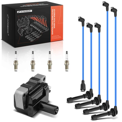 1 Pc Ignition Coil & 4 Pcs Iridium Spark Plugs & 5 Pcs Wires