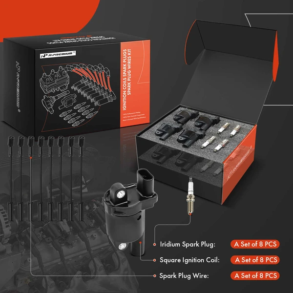 A-Premium APIC1345 Ignition Coil Spark Plug and Wire Kit