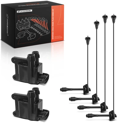 2 Pcs Ignition Coils & 4 Pcs Spark Plug Wires