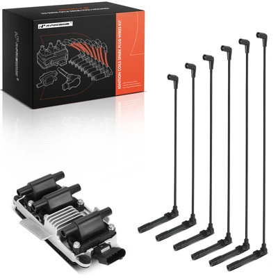 1 Pc Ignition Coils & 6 Pcs Spark Plug Wires
