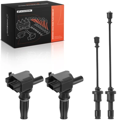 2 Pcs Ignition Coils & 2 Pcs Spark Plug Wires
