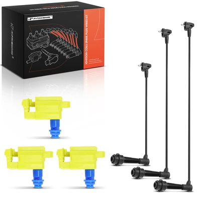 3 Pcs Yellow Ignition Coils & 3 Pcs Spark Plug Wires