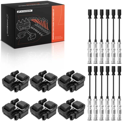 6 Pcs Ignition Coils & 12 Pcs Spark Plug Wires