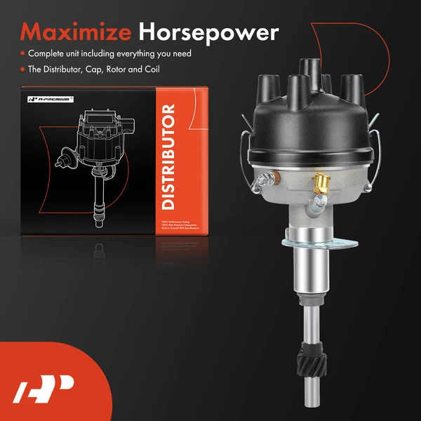 Black Ignition Distributor with Cap & Rotor for Ford 2N 8N 9N Tractors