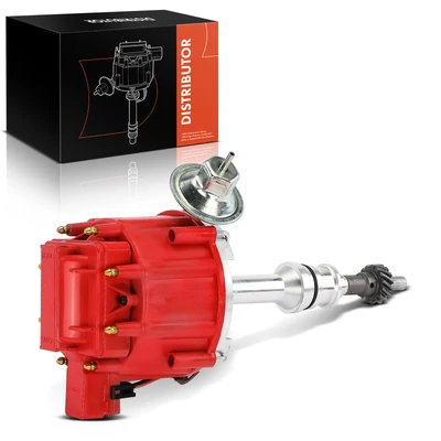 Red Ignition Distributor with Cap & Rotor for Ford 351C 351M 400 7500 RPM 65K Coil