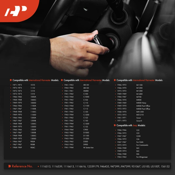 Ignition Lock Cylinder Zamak 5 with Keys for Jeep Wagoneer International Harvester