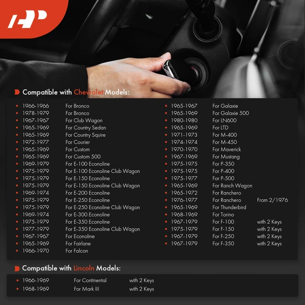 Ignition Lock Cylinder Zamak 5 with Keys for Ford F-100 F-150 Lincoln Continental