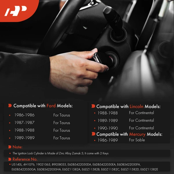 Ignition Lock Cylinder Zamak 5 with 2 Keys for Ford Taurus Lincoln Continental