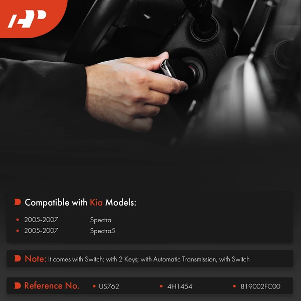 Ignition Lock Cylinder Zamak 5 with 2 Keys for Kia Spectra Spectra5 05-07 Automatic Transmission