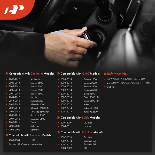 Ignition Lock Cylinder Zamak 5 with Keys for Chevrolet Silverado 1500 GMC Cadillac