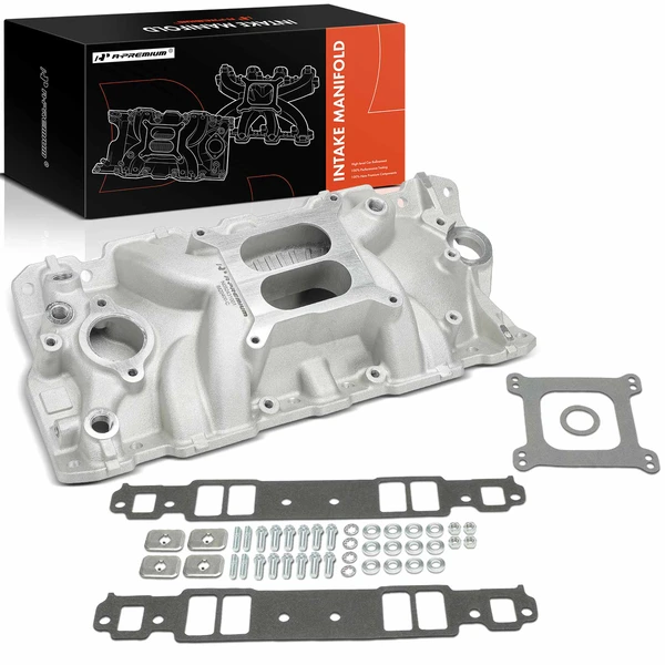 Aluminum Dual Plane Intake Manifold with Gasket & Bolts & Studs for 1965-1975 1977-1982 Checker Marathon