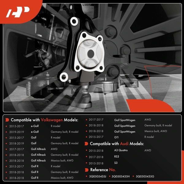 Rear Driver Steering Knuckle for Volkswagen Golf GTI e-Golf Audi A3 Quattro