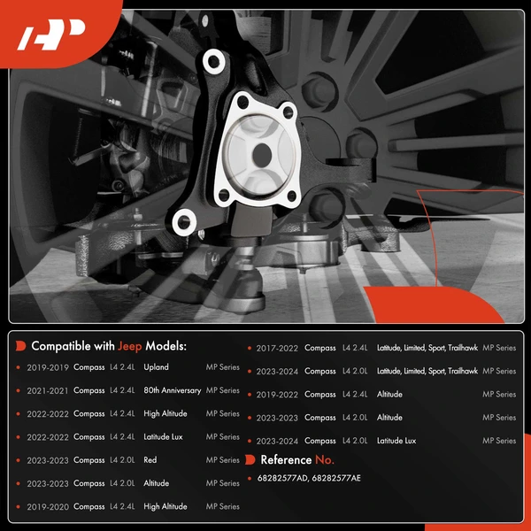 Front Driver Steering Knuckle for Jeep Compass 2017-2024 L4 2.4L 2.0L