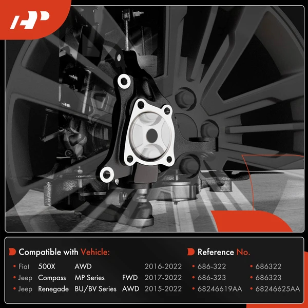 2 Pcs Rear Steering Knuckle for Fiat 500X Jeep Compass 2017-2022 Renegade