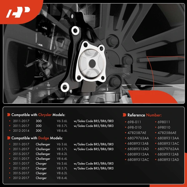 2Pcs Steering Knuckle for Chrysler 300 Dodge Challenger Charger 2011-2023 Rear Driver&Passenger