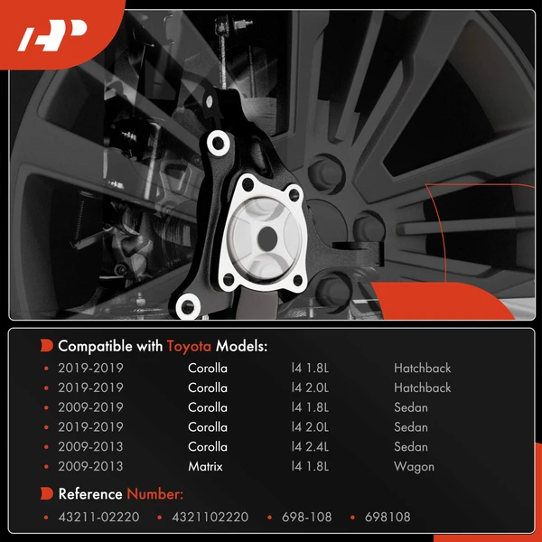 Front Passenger Steering Knuckle for Toyota Corolla 09-19 Matrix 2009-2013